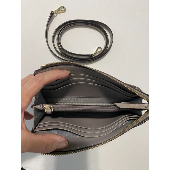 Kate Spade Jackson Crossbody Bag Slate Gray Pebbled Leather Wallet Clutch - Picture 10 of 12